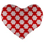 Christmas Snowflakes Background Pattern Large 19  Premium Flano Heart Shape Cushions