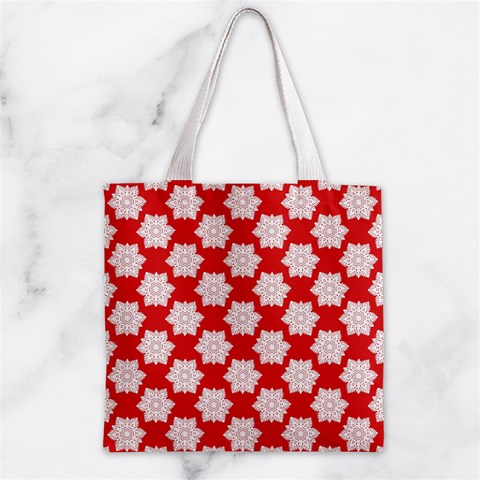 Christmas Snowflakes Background Pattern Zipper Grocery Tote Bag from ArtsNow.com Front