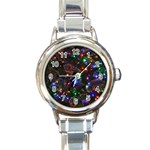 Christmas Lights Round Italian Charm Watch