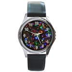 Christmas Lights Round Metal Watch