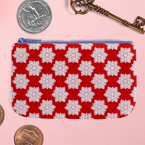 Christmas Snowflakes Background Pattern Large Coin Purse from ArtsNow.com Front