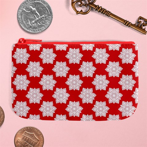 Christmas Snowflakes Background Pattern Large Coin Purse from ArtsNow.com Front