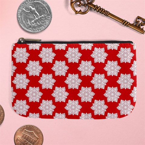 Christmas Snowflakes Background Pattern Large Coin Purse from ArtsNow.com Front