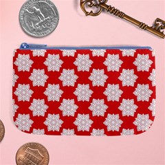 Christmas Snowflakes Background Pattern Large Coin Purse from ArtsNow.com Front