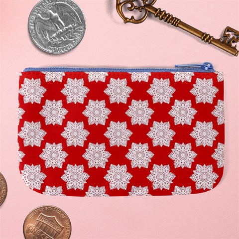 Christmas Snowflakes Background Pattern Large Coin Purse from ArtsNow.com Back