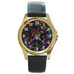 Christmas Lights Round Gold Metal Watch