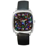Christmas Lights Square Metal Watch