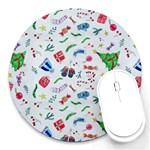 New Year Christmas Winter Pattern Round Mousepad