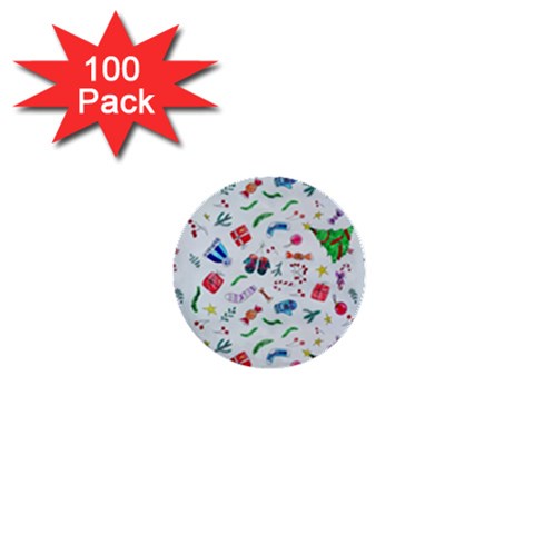 New Year Christmas Winter Pattern 1  Mini Buttons (100 pack)  from ArtsNow.com Front