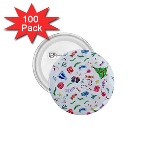 New Year Christmas Winter Pattern 1.75  Buttons (100 pack)  from ArtsNow.com Front