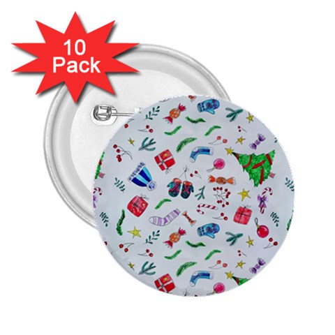 New Year Christmas Winter Pattern 2.25  Buttons (10 pack)  from ArtsNow.com Front