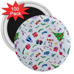 New Year Christmas Winter Pattern 3  Magnets (100 pack)