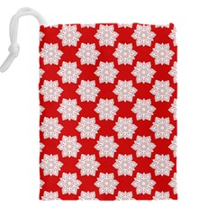 Christmas Snowflakes Background Pattern Drawstring Pouch (4XL) from ArtsNow.com Back