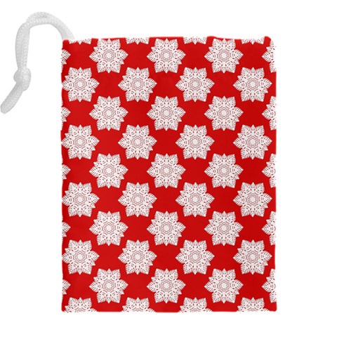Christmas Snowflakes Background Pattern Drawstring Pouch (5XL) from ArtsNow.com Back