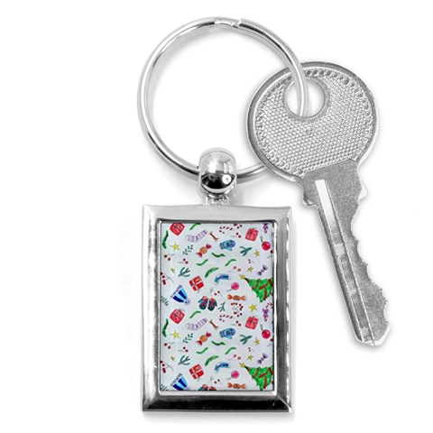 New Year Christmas Winter Pattern Key Chain (Rectangle) from ArtsNow.com Front