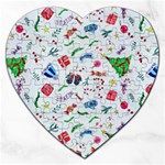 New Year Christmas Winter Pattern Jigsaw Puzzle (Heart)