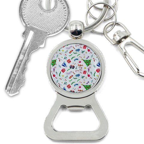 New Year Christmas Winter Pattern Bottle Opener Key Chain from ArtsNow.com Front