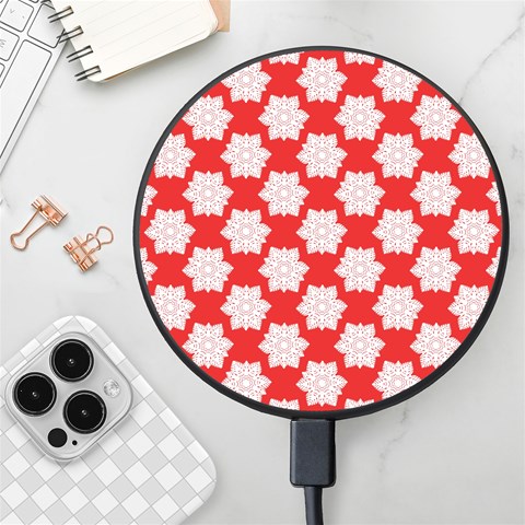 Christmas Snowflakes Background Pattern Wireless Fast Charger(Black) from ArtsNow.com Front