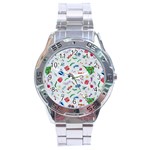 New Year Christmas Winter Pattern Stainless Steel Analogue Watch