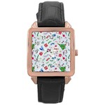 New Year Christmas Winter Pattern Rose Gold Leather Watch 