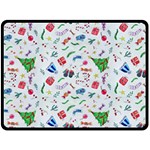 New Year Christmas Winter Pattern Two Sides Fleece Blanket (Large)