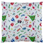 New Year Christmas Winter Pattern Standard Premium Plush Fleece Cushion Case (One Side)