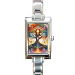 Tree Cosmic Spiritual Meditation Rectangle Italian Charm Watch
