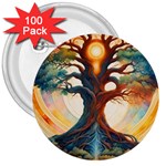 Tree Cosmic Spiritual Meditation 3  Buttons (100 pack) 