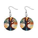 Tree Cosmic Spiritual Meditation Mini Button Earrings