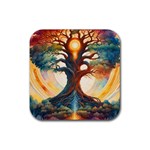 Tree Cosmic Spiritual Meditation Rubber Coaster (Square)