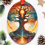 Tree Cosmic Spiritual Meditation Oval Ornament (Two Sides)