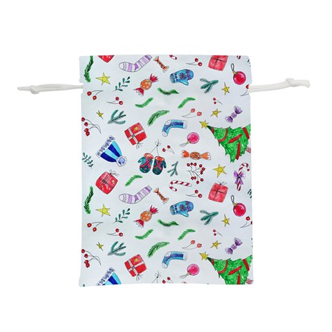 New Year Christmas Winter Pattern Lightweight Drawstring Pouch (M) from ArtsNow.com Front