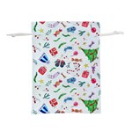 New Year Christmas Winter Pattern Lightweight Drawstring Pouch (L)