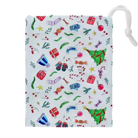 New Year Christmas Winter Pattern Drawstring Pouch (4XL) from ArtsNow.com Front