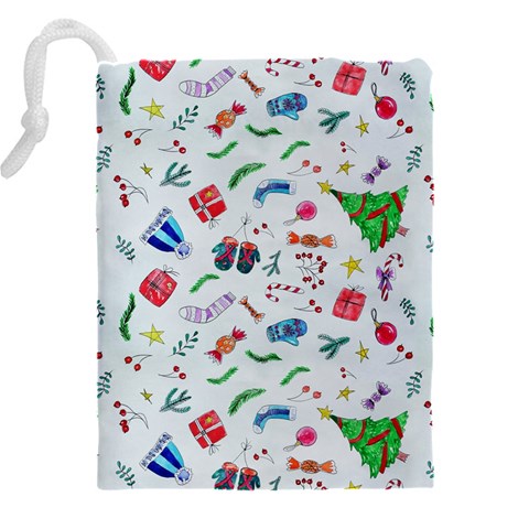 New Year Christmas Winter Pattern Drawstring Pouch (4XL) from ArtsNow.com Back
