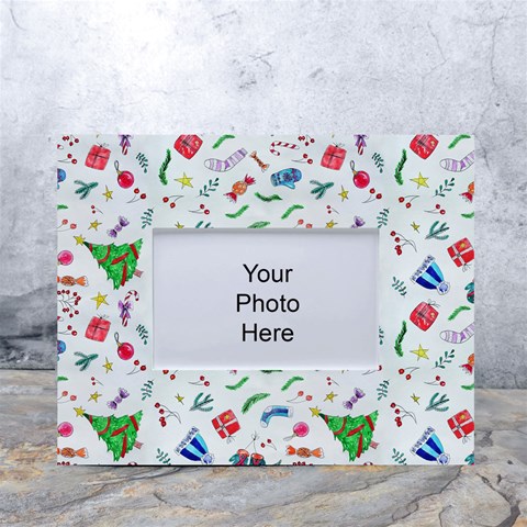 New Year Christmas Winter Pattern White Tabletop Photo Frame 4 x6  from ArtsNow.com Front
