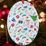 New Year Christmas Winter Pattern UV Print Acrylic Ornament Oval