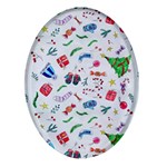New Year Christmas Winter Pattern Oval Glass Fridge Magnet (4 pack)