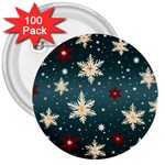 Snowflakes Winter Snow 3  Buttons (100 pack) 