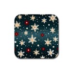 Snowflakes Winter Snow Rubber Coaster (Square)