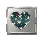 Snowflakes Winter Snow Mega Link Heart Italian Charm (18mm)