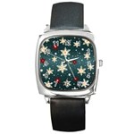 Snowflakes Winter Snow Square Metal Watch