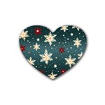 Snowflakes Winter Snow Rubber Heart Coaster (4 pack)