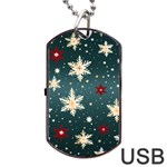 Snowflakes Winter Snow Dog Tag USB Flash (One Side)