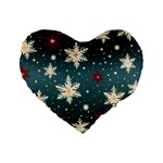 Snowflakes Winter Snow Standard 16  Premium Heart Shape Cushions