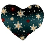 Snowflakes Winter Snow Large 19  Premium Heart Shape Cushions