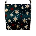Snowflakes Winter Snow Flap Closure Messenger Bag (L)