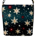 Snowflakes Winter Snow Flap Closure Messenger Bag (S)