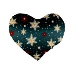 Snowflakes Winter Snow Standard 16  Premium Flano Heart Shape Cushions