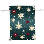 Snowflakes Winter Snow Lightweight Drawstring Pouch (XL)